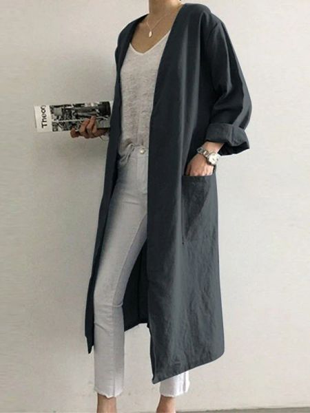 Vestes ZANZEA femmes mode vêtements d'extérieur Cardigan à manches longues Blouse automne longs manteaux femme point ouvert chemise plage couvrir Kimono hauts