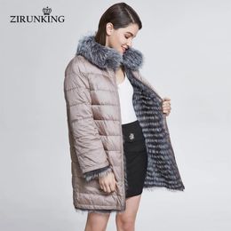 Vestes zirunking femmes réel renard fourrure avec manteau down dame réversible veste de fourrure classique femelle hiver épaisse par revêtement extérieur zc1827