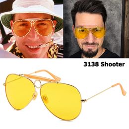 JackJad Moda 3138 Estilo SHOOTER Gafas De Sol De Aviación Vintage Círculo De Metal Diseño De Marca Gafas De Sol Con Capucha 231228