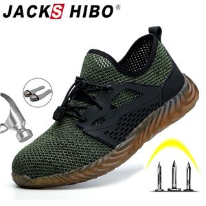 JACKSHIBO Respirant Travail Chaussures Bottes Pour Hommes De Protection En Acier Toe Cap Bottes AntiSmashing Construction Sécurité Travail Sneakers Y200915