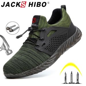 Jackshibo veiligheidsschoenen laarzen voor mannen mannelijke herfst ademend werkschoenen stalen neus onverwoestbare veiligheid werk laarzen sneakers CJ191205