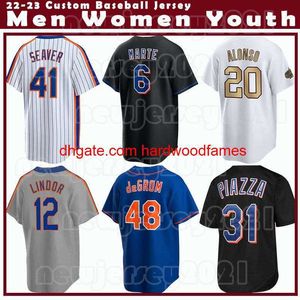 Jacob deGrom Béisbol Pete Alonso Jersey Francisco Lindor s Max Scherzer Chris Bassitt Starling Marte Keith Hernandez Darryl Strawberry Jeff McNeil