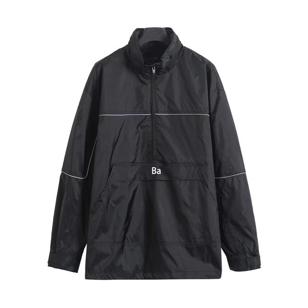 Jacquard Backcheck tejido tejido reflectante media zip chaqueta dura chaqueta con cremallera invisible Velcro Clos