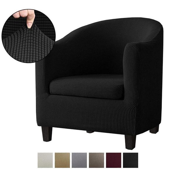 Housse de chaise de Club en Jacquard, housse de bras extensible, couleur unie, protection de canapé, de baignoire, housse de siège tout compris