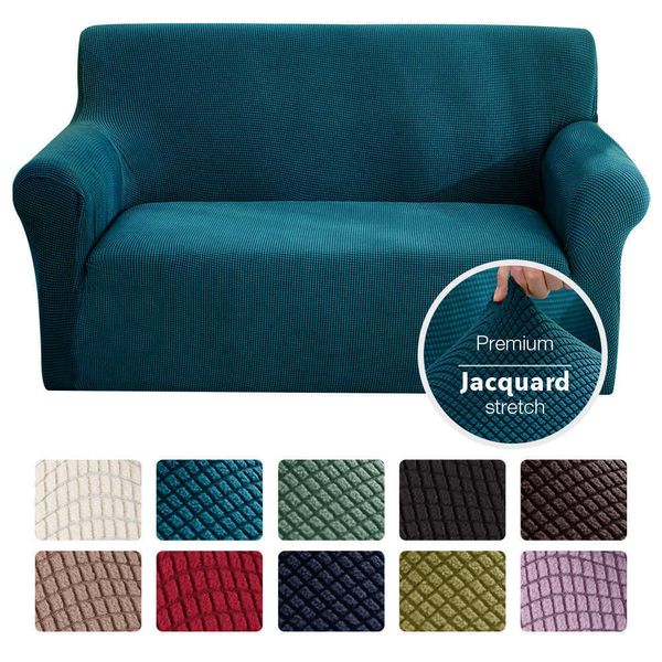 Jacquard Elastic Stretch Sofa Cover Spandex Plain Couch S pour 1/2/3/4 Places Canapés universels Salon sectionnel L 210723