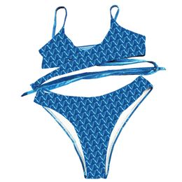 Jacquard lettre maillots de bain femmes concepteur Bikini ensemble Sexy croisé pansement Biquinis luxe velours maillot de bain taille haute Bikinis