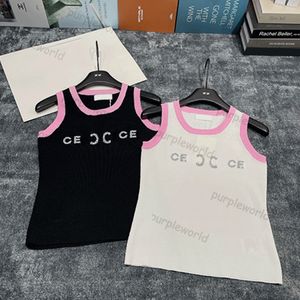 Débardeur tricoté en Jacquard avec lettres pour femmes, gilet court d'été, pull élastique, débardeur de sport tricoté