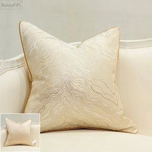 Jacquard Luxury Cushion Cover 45x45cm Broiderie de haute qualité canapé-oreiller décoratif couvertures beige décoratives 240428