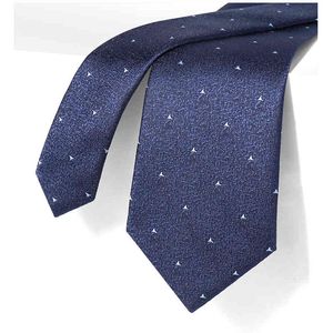 Cravate Jacquard bleu marine pour hommes, marque de styliste, 8CM, robe de luxe, costume en soie Polyester, avec boîte cadeau