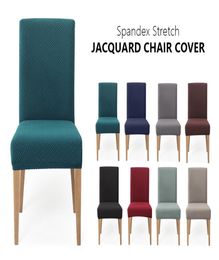 Jacquard Plain Dining Chair Cover Spandex Elastic Kitchen Chair Case Scecover Case Stretch Tissu Couvre pour les événements de mariage E7978553