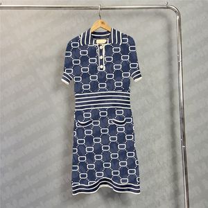 Vestidos de camisa polo de jacquard para mujer Vestido de punto con letras de diseñador Faldas de manga corta de verano Ropa