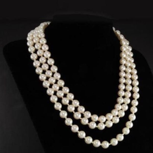 Jacqueline Kennedy Primera Dama Triple Strand Real White Pearl Collar 17-19 323E