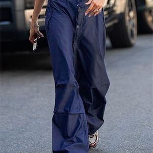 Jacqueline Summer y2k Blue Cargo Pants Womens Outifit Cordon Baggy Sexy Crop Top et Taille Basse Wid Leg Pant Set Mode 220704