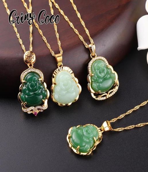 Jade Bouddha Pendant Gol Bijoux 24k Original Pink Amulet Chinese Style MAITREYA Collier pour Women1111004