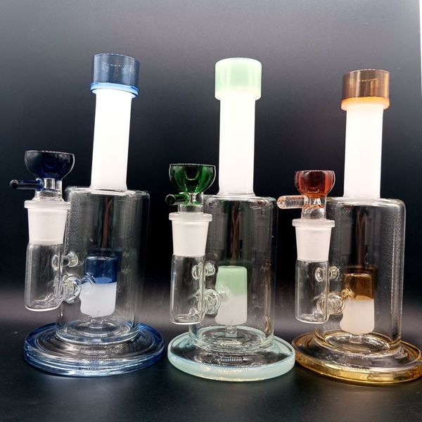 Jade Vert Verre Bang Narguilé 8 Pouces Recycleur D'eau Dab Rigs Épais Brûleur À Huile avec Bol De 14mm Pour Fumer Pipe