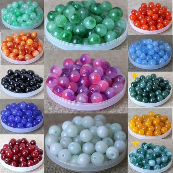 Jade perles en vrac 8-16 MM couleur différente perle de charme pour Bracelets colliers bijoux de mode bricolage entier 0600WH252Q