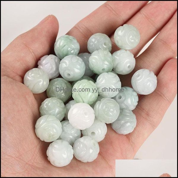 Jade Loose Beads Jewelry 15Pcs Naturel Grade A (Jadéite) Sculpté / Taille: 13.5Mm L (Gros) Drop Delivery 2021 0U2Iy
