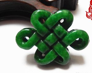Jade hangers, handmatige beeldhouwkunst, (talisman) dubbele knoop Chinese knoop. Kettinghanger