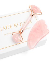 Jade Roller voor gezicht 2 in 1 Jade Roller Massager Set inclusief Rozenkwarts en Gua Sha Schrapen ToolJade Facial Anti Aging Face26670145