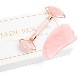 Jade Roller voor gezicht 2 in 1 Jade Roller Massager Set inclusief Rozenkwarts en Gua Sha Schraapgereedschap Jade Facial Anti Aging Face255300503