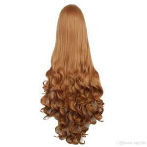 Jade Stern Lolita Long Brun Clair Bouclés Cheveux Ondulés Anime Cosplay Perruques Femmes Perruque
