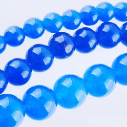 Jade Yowost Natuurlijke blauwe losse kralen Stone Round 6mm 8mm 10 mm Spacer Strand voor het maken van armbanden ketting sieraden accessoires BG301 DH93I