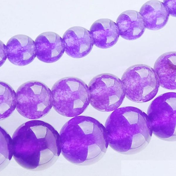 Jade Yowost Naturel Violet Perles En Vrac Pierre Précieuse Ronde 6Mm 8Mm 10Mm Entretoise Brin Pour La Fabrication De Bracelets Collier Bijoux Accessoires D Dh5Wn