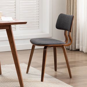 Tapicería de tela de silla de comedor de Jaguar con patas de madera contrachapada/acabado natural silla lateral moderna de mediados del siglo para villa de apartamento