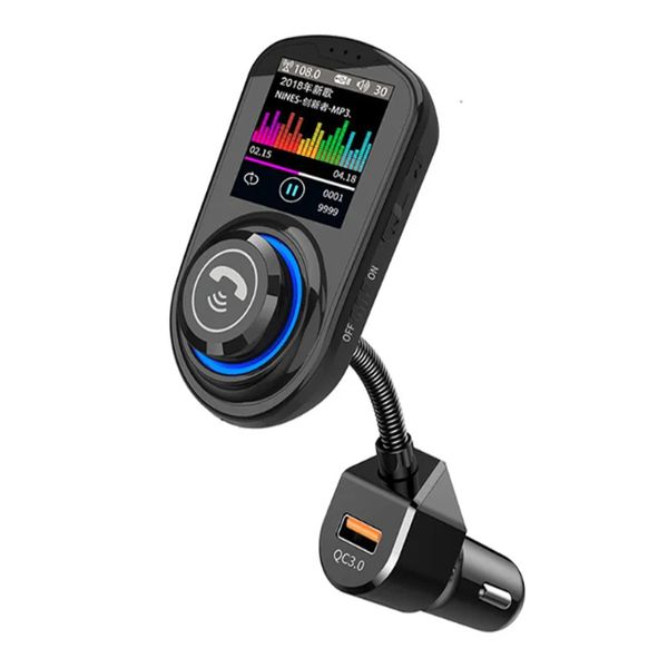 Kit de coche Bluetooth JaJaBor pantalla LCD a Color de 1,8 pulgadas QC3.0 cargador de coche manos libres transmisor FM Bluetooth 5,0 reproductor de MP3 para coche