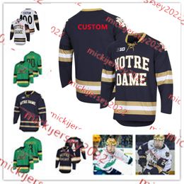 Jake Evans Andrew Peeke ND Hockey Jersey Robbie Russo Bryan Rust Riley Sheahan Kyle Palmieri Cole Knuble Notre Dame Fighting Irish Jerseys Aangepaste gestikte heren jeugd