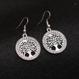 JAKONGO-pendientes colgantes con forma de árbol de la vida para mujer, Color oro rosa, cristal, regalo, pendientes de fiesta, regalo de amor 1228S