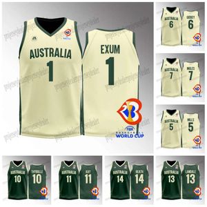 JAM 2023 Jerseys officiels de basket-ball FIBA ​​Australia - Authentic Team Gear avec Exum, Mills, Giddey More