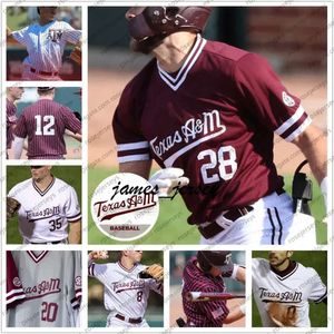 Jam Custom 2020 Texas Am Aggies Baseball #8 Logan Sartori 23 Christian Roa 28 Trevor Werner 35 Asa Lacy Men Jeugd Kid Jersey 4xl