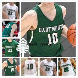 Jam Custom Dartmouth Big Green College Basketball Tout nom numéro 10 James Foye 15 Brendan Barry 23 Chris Knight White NCAA 2019 Jerseys S-4XL