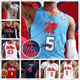 Jam Custom Ole Miss Rebels 2020 Basketbal #2 Devontae Shuler 4 Breein Tyre 14 Dimencio Vaughn 21 Robert Allen 24 Daeshun Ruffin Jerseys 4xl