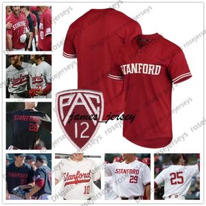 Jam Custom Stanford Cardinal 2019 Baseball Elke naam Nummer White Red Gray Black 29 Brandon Wulff 25 Andrew Daschbach Men Jeugd Kid NCAA Jersey