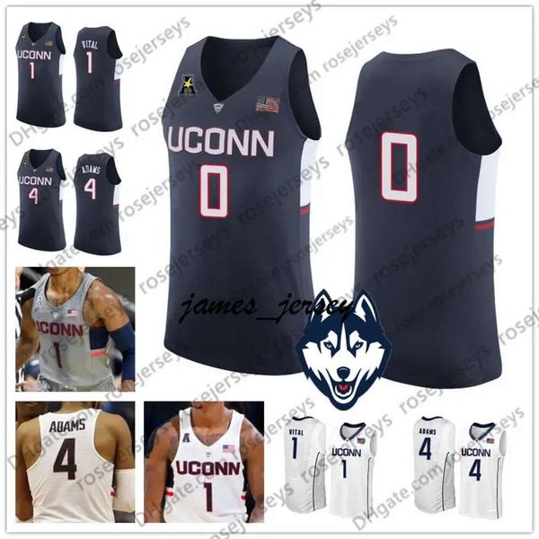 Jam Custom UConn Huskies College Baloncesto Blanco Army Gray Connecticut Ed cualquier número de nombre #4 Jalen Adams 1 Christian Vital Jerseys S-3xl