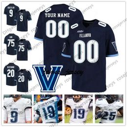 Jam Custom Villanova Wildcats 2019 Football Nom de tout numéro Blanc Navy Blue 20 Brian Westbrook 75 Howie Long 9 Jack Schetelich NCAA Jersey 4xl