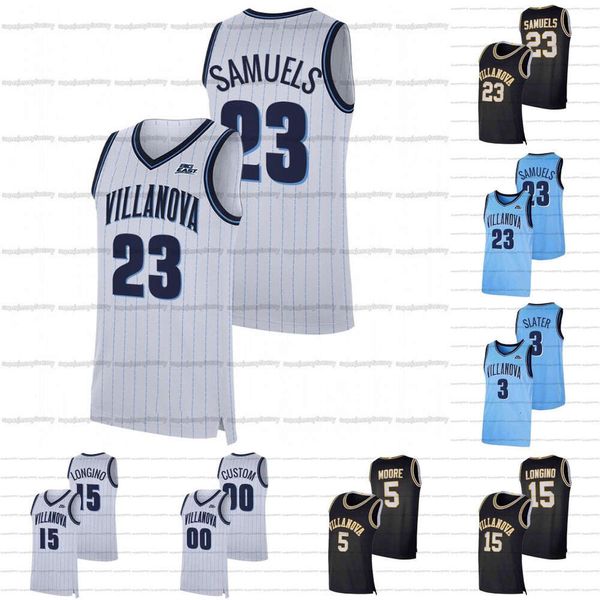 Jam Custom Villanova Wildcats 2021-22 Jerse de basket-ball universitaire Jermaine Samuels Justin Moore Josh Hart Mikal Bridges Slater Cole Swider Longino Collin Gillespie