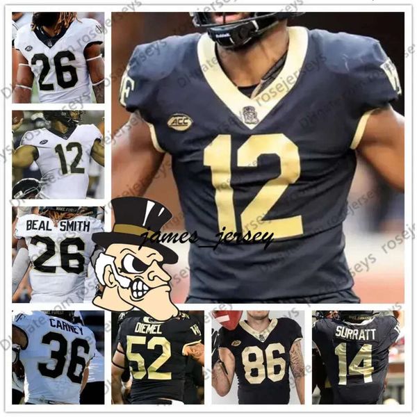 Jam Custom Wake Forest Demon Deacons 2019 Fútbol cualquier nombre Número Blanco 12 Jamie Newman 2 Kendall Hinton 36 Cade Carney Jersey 4xl