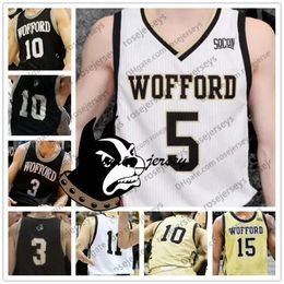 Jam Custom Wofford Terriers College Basketball Black Gold White Any Name Nummer #3 Fletcher Magee 33 Cameron Jackson 10 Nathan Hoover Jerseys