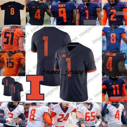 Jam personnalisé Illinois combattant Illini 2 Reggie Corbin 4 Ricky Smalling 87 Daniel Barker 26 Mike Epstein Blue Orange White Men Youth Kid Jersey