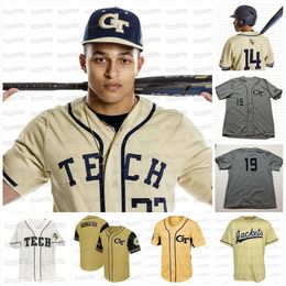 JAM GEORGIA Tech Yellow Jackets ACC Maillot de baseball personnalisé Nom et numéro de livraison rapide de haute qualité