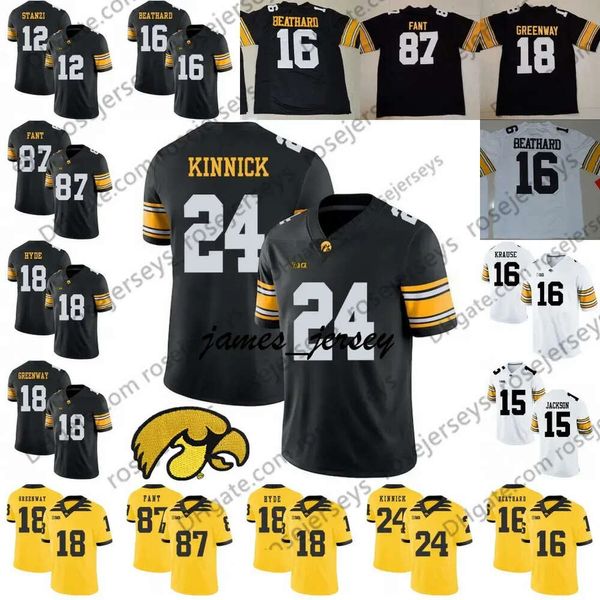 Jam Iowa Hawkeyes #3 Tyrone Tracy Jr. 16 CJ Beathard Paul Krause 18 Chad Greenway Micah Hyde 24 Nilo Kinnick 87 Noah Fant Jersey