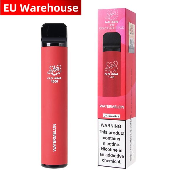 Jam King 1500 vape puffbar jetable E Cigarette EU Entrepôt vape vapoteurs en gros 4.8ml 850mAh Batterie stylo 2% 20mg saveur de jus vapes desechables