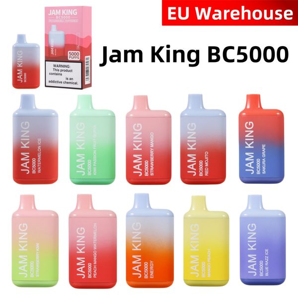 Jam King BC5000 puffbar puff 5000 stylo vape jetable elfbar 13ml 50mg 650mah rechargeable E Cigarette EU Warehouse saveur de jus en gros 50mg vs puff 2800