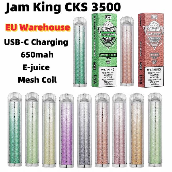 Jam King CKS 3500 vape puff 2800 stylo vape jetable saveur de jus de cigarette électronique Entrepôt en ALLEMAND 6 ml bobine de maille USB-C charge E liquide 2% 3% 5% usine vape Chine