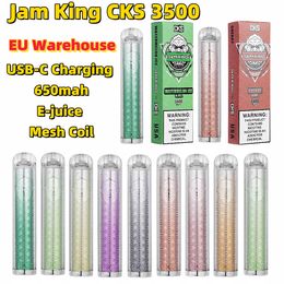 Jam King CKS 3500 vapes bouffée jetable 3500 Entrepôt en allemand sigarette elettroniche 2% 3% 5% vape 6ml Mesh Coil USB-C Charge E Liquid Juice saveur Puff Bar vs Lost Mary