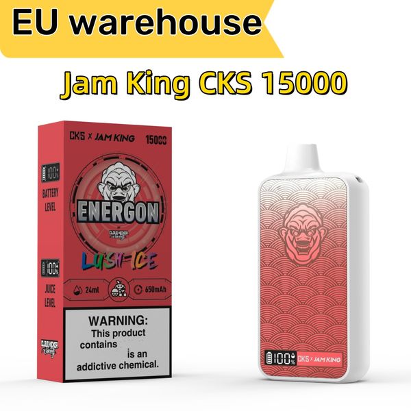 Jam King CKS Energon 15k barre feuilletée 24 ml écran prérempli bouffée 12000 vente en gros USB-C charge E liquide bouffée tornade Vape Box saveur de jus