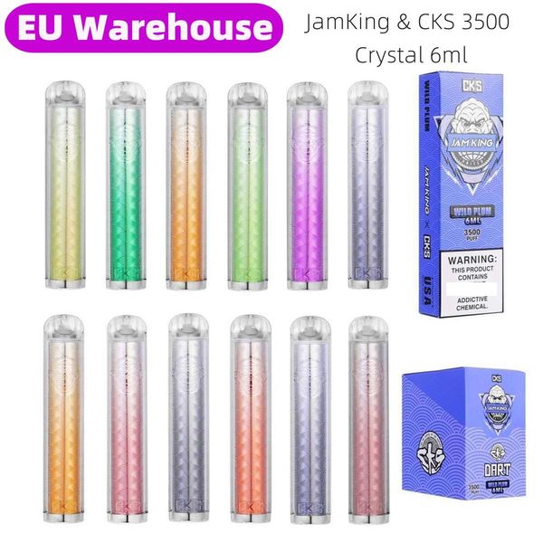 Jam King CKS Puff 3500 Crystal Vape Pods 6 ml E-Juice 12 sabores 2% 3% 5% Vape desechable E Cigarrillo Malla Bobina Batería 650 mAh Vape Bar recargable vs Puff Plus Flex 2800